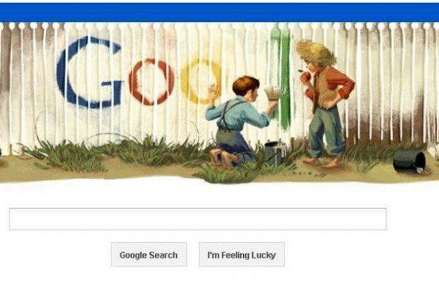 Google нарисува Том Сойер за годишнина на Марк Твен