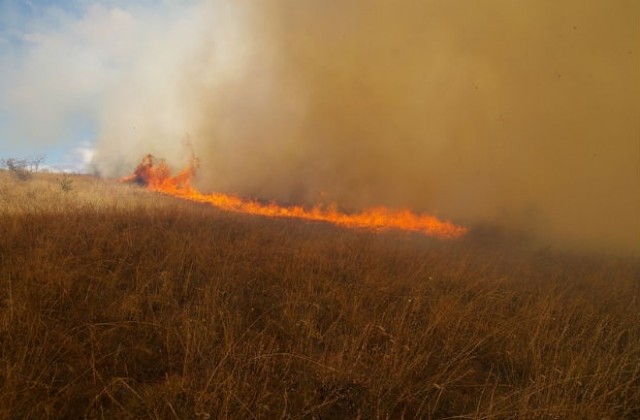 Гръмотевична буря спря хеликоптерите да гасят пожара в Ямболско