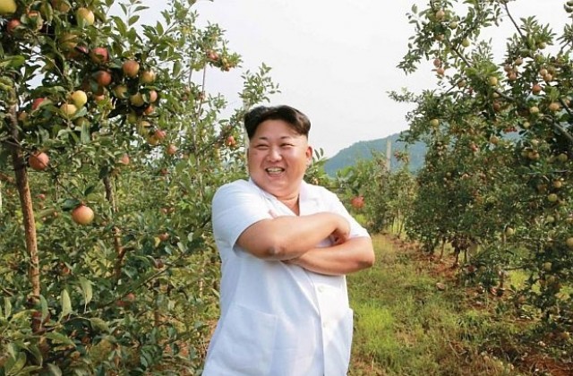 Ким Чен-ун с 24-каратова усмивка сред ябълките (СНИМКА)