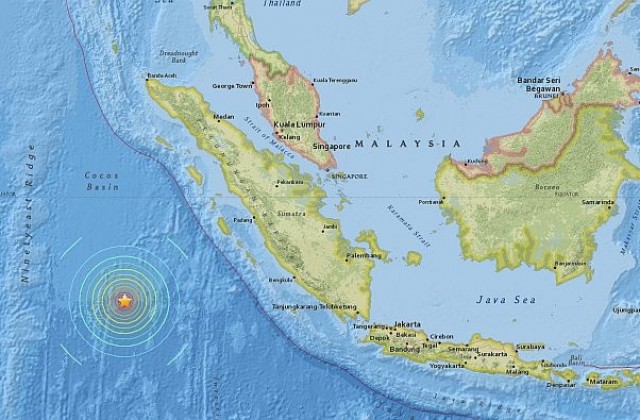 Мощно земетресение край индонезийския остров Суматра