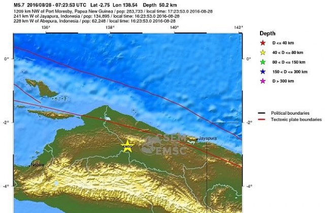 Земетресение с магнитуд 5,7 по Рихтер разлюля остров Папуа