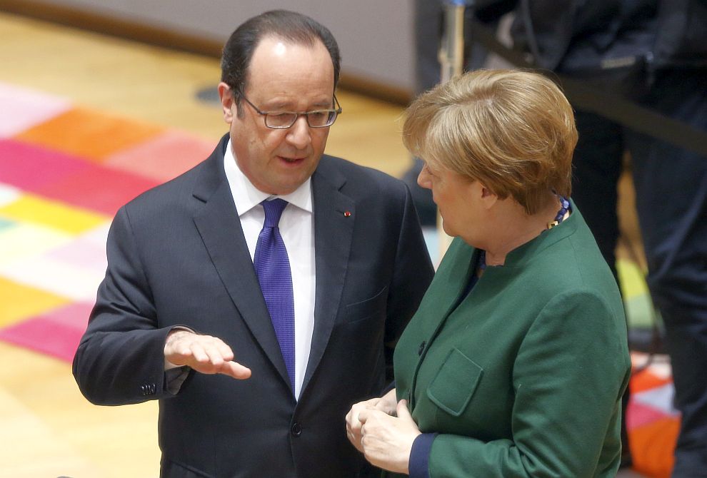 Президентът на Франция Франсоа Оланд и германската канцлерка Ангела Меркел