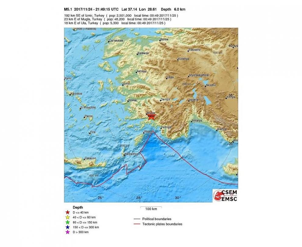 Земетресение разтърси Югозападна Турция