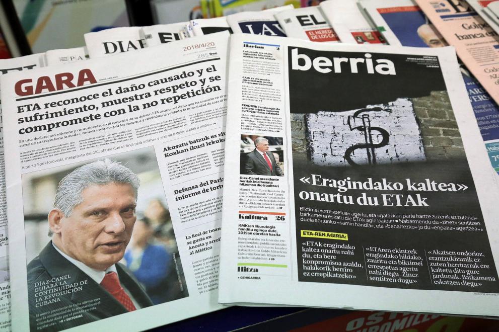 Изявлението на ЕТА бе публикувано от баския в. Гара