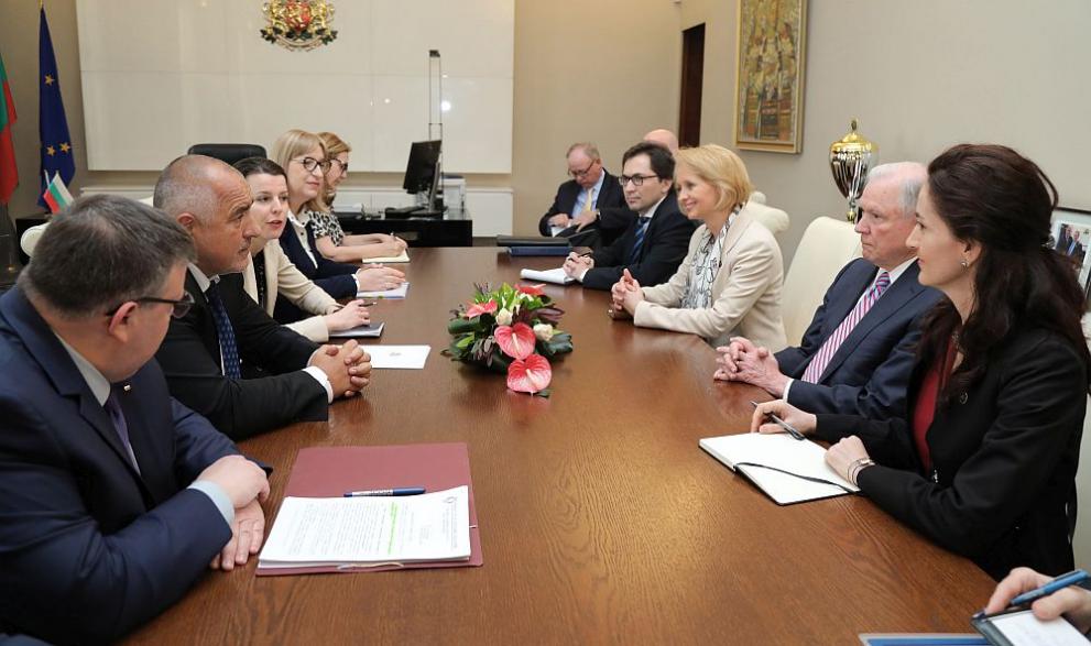  Премиерът Бойко Борисов се срещна с министъра на правораздаването и основен прокурор на Съединени американски щати Джеф Сешънс 