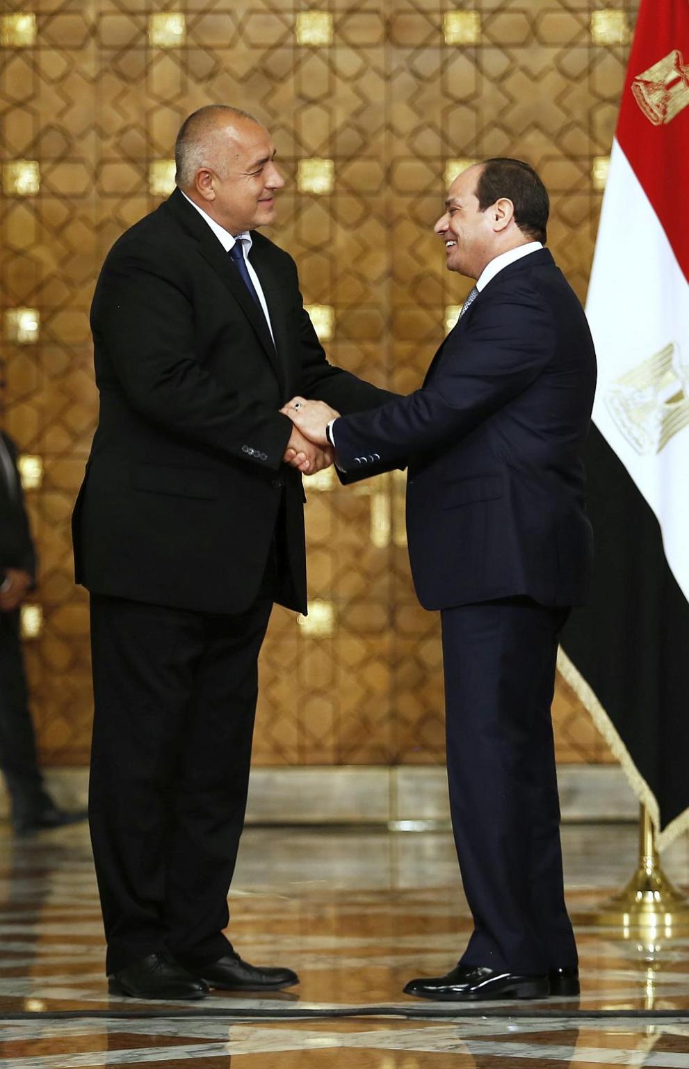  Президентът на Египет Абдел Фатах ас Сиси и българският министър председател Бойко Борисов 