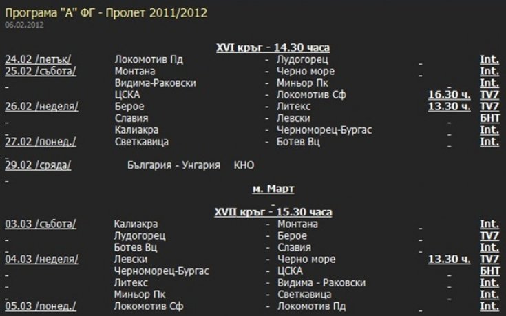 Официално: Най-после Левски - ЦСКА в нормален час, пълна програма за А група