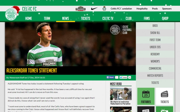 Селтик даде трибуна на Александър Тонев