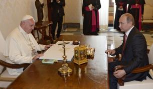 Руският държавен глава Владимир Путин на аудиенция с папа Франциск