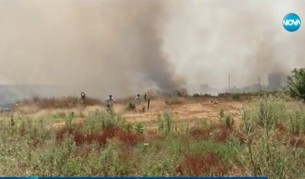 Огромен пожар край магистрала „Тракия“