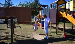 Детската площадка, направена в Аматриче