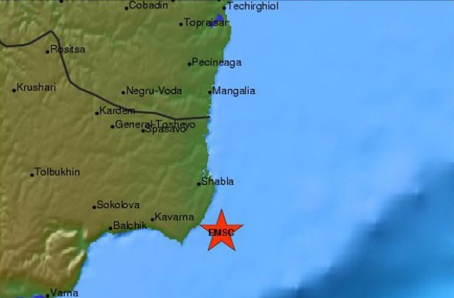 Регистрираха земетресение в Черно море близо до Шабла