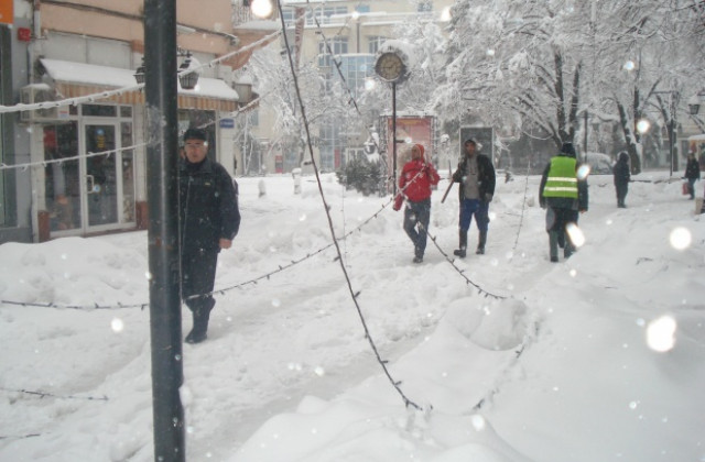 Тролеите спрени от движение, снегът повали и украсата на Хасково