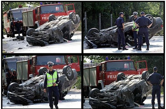 Автомобил се запали след катастрофа в София
