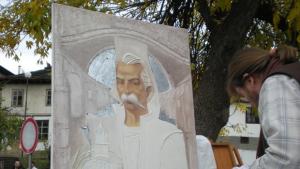 Портрет на Колю Фичето рисува художникът Румен Статков