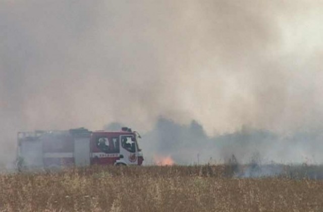 Пожар от неизправен комбайн унищожи декари с пшеница