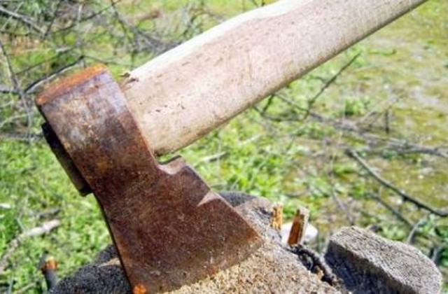 Луд сече майка си с брадва