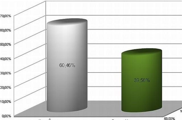 60,46% за Йорданов, 39,56% за Марешки при 37,14 на сто обработени протоколи