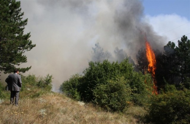 Военни се включиха в гасенето на пожара над Стара Загора