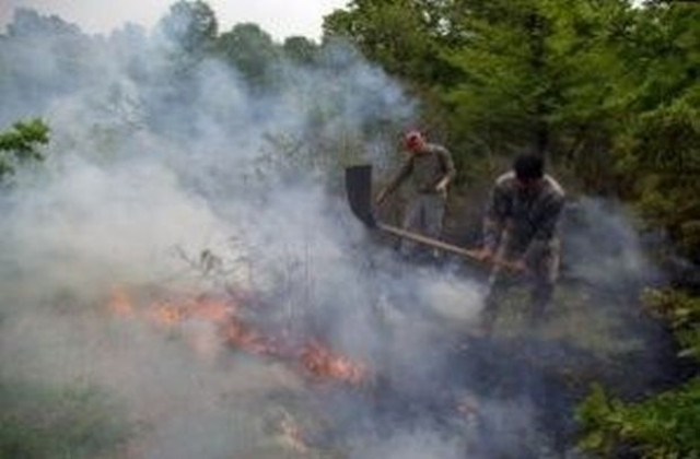 Пожарът край Белица е овладян, екипи дежурят през нощта