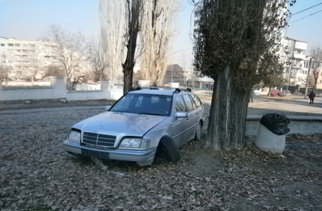 Мерцедес паркира в градинка