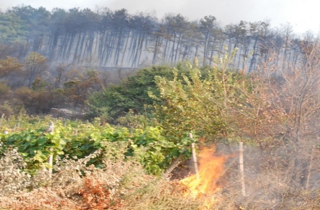 Викат военните и хеликоптер за овладяване на голям пожар, който застрашава три села