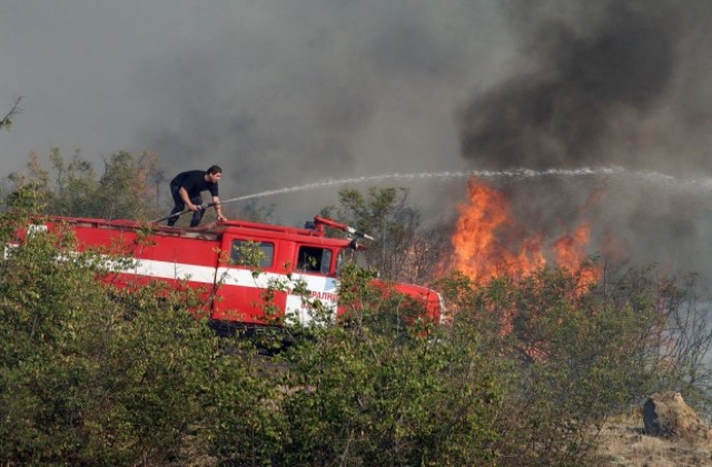 Пожар застрашава конната база във „Виница”