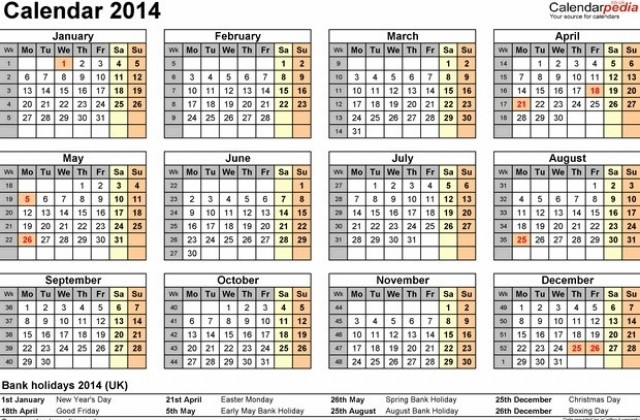 14 ще са почивните дни около празниците през 2014-та