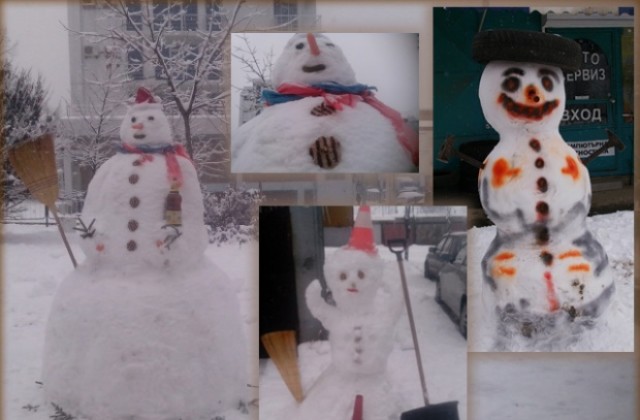 Сняг и снежни човеци валяха днес в Казанлък