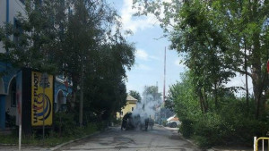 Служебен автомобил на полицията горя пред управлението й в Димитровград