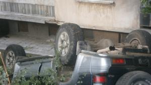 Джип се обърна по капак за щастие пострадали няма СНИМКИ