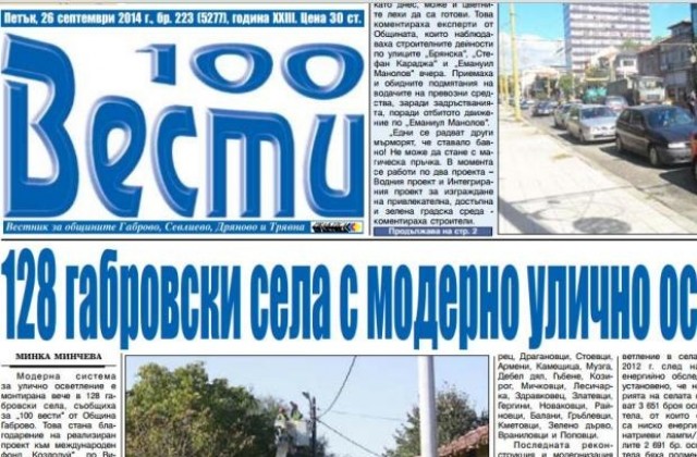 Модерна система за улично осветление е монтирана вече в 128 габровски села