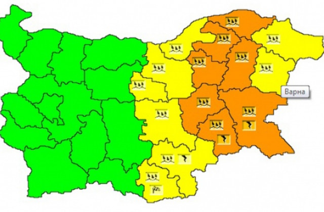 Жълт код за Варненско, очакват се валежи