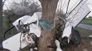 Кола се размаза в дърво шофьорът загина