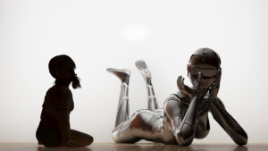 Роботче помага в домакинската работа и играе на криеница с