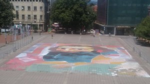 Млади художници украсиха с лика на Майстора центъра на Кюстендил