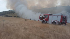 Огнеборци и доброволци гасиха пожар в землището на Беляковец