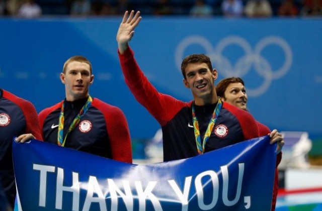 Фелпс се сбогува с плуването със злато №23 от Олимпийски игри