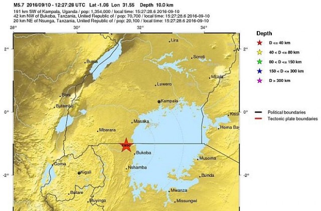 Земетресение с магнитуд 5,7 по Рихтер разтърси Източна Африка, има загинали и ранени