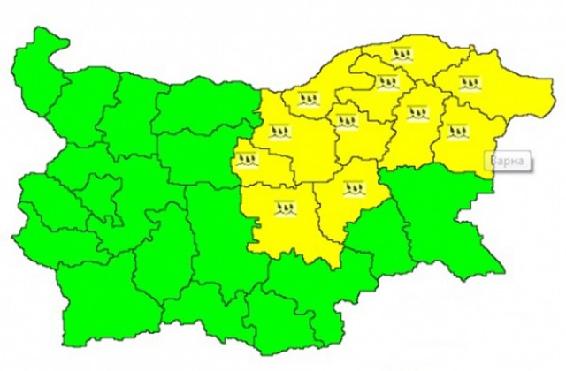 Застудяване и дъжд във вторник, Варна с жълт код