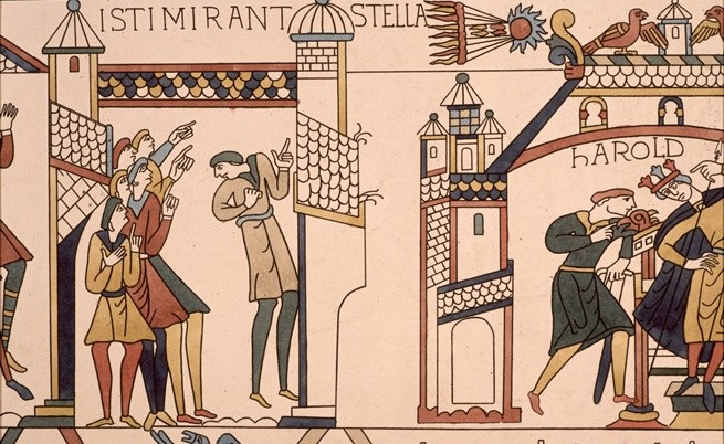 Около 1090 г., хора показват кометата на крал Харолд
