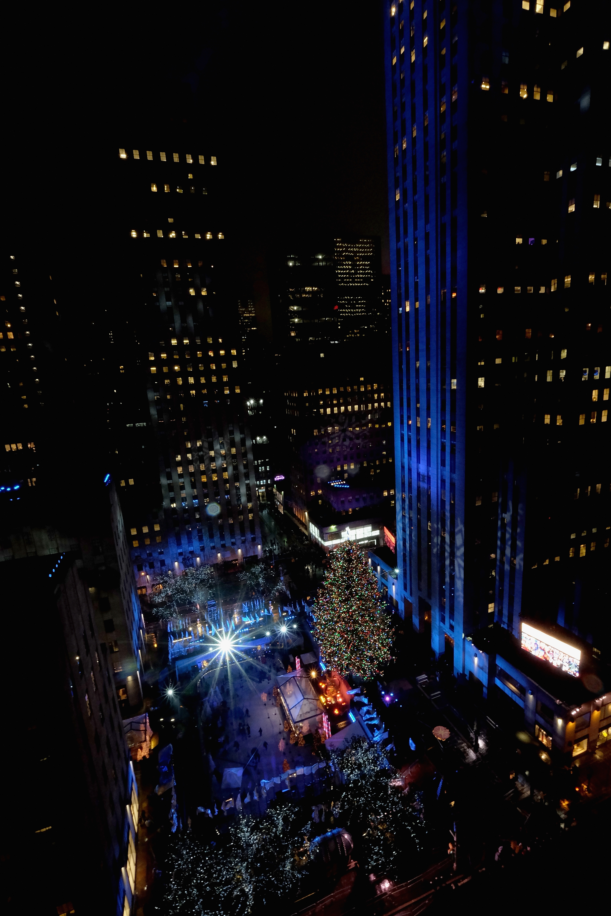 Хиляди хора се събраха въпреки дъжда в центъра на Ню Йорк, за да присъстват на традиционното запалване на светлините на коледното дърво пред Рокфелeр сентър, съобщи Асошиейтед прес. <br />
Преди да грейнат 50-те хиляди разноцветни лампички, украсили 29 метрото дърво, се състоя концерт с участието на Нийл Даймънд, Сара Маклоклън, Тори Кели и танцьорките от Рейдио Сити Рокетс. <br />
На върха на 14-тонния норвежки смърч, докаран от северните склонове на Катскилските планини в щата Ню Йорк, свети гигантска звезда, украсена с кристали Сваровски. След 7 януари дървото ще бъде преработено и използвано за строителството на къщи за социално слаби.