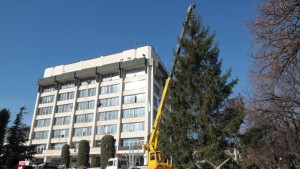 Украсиха 15метрова елха на площада пред Община Стара Загора