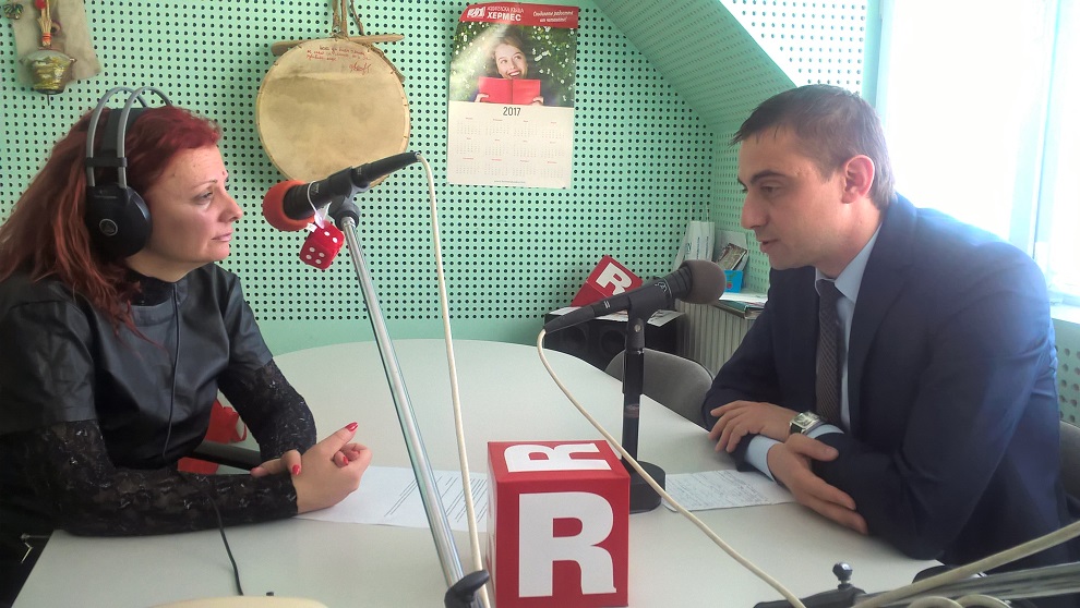 Искра Койчева и Димитър Колев в студиото на Дарик радио Пловдив