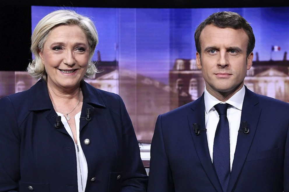 Кандидатите за президент на Франция Марин льо Пен и Еманюел Макрон