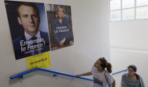 Марин льо Пен и Еманюел Макрон