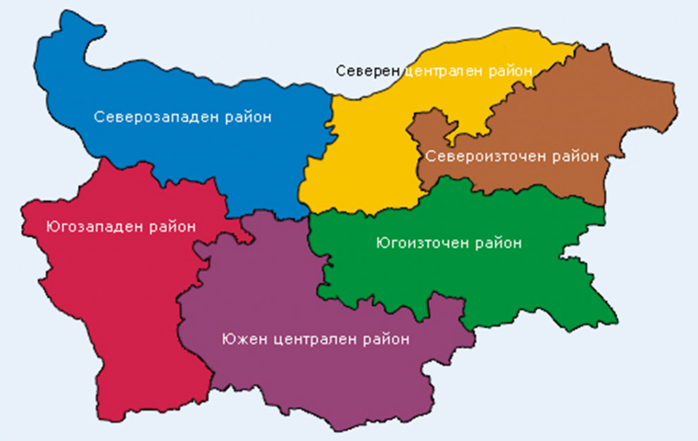 България е разделена на шест региона за развитие, които не са административно-териториални единици