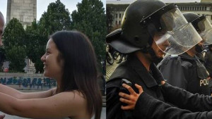 Полицай протестираща гей