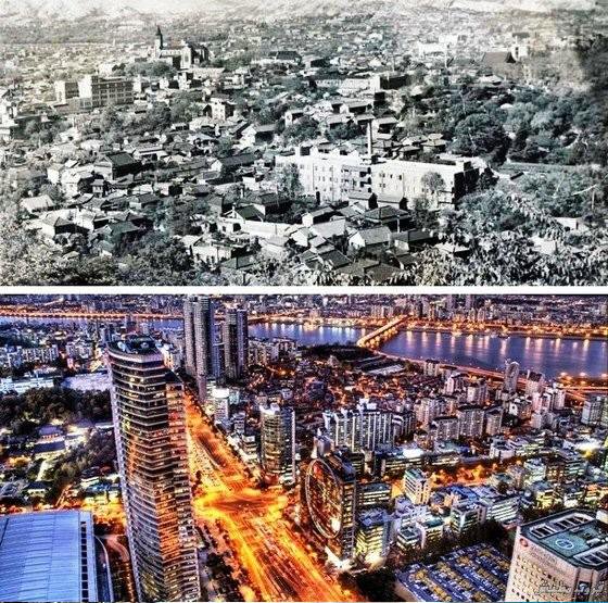 Сеул, Южная Корея, през 1950 г. и днес