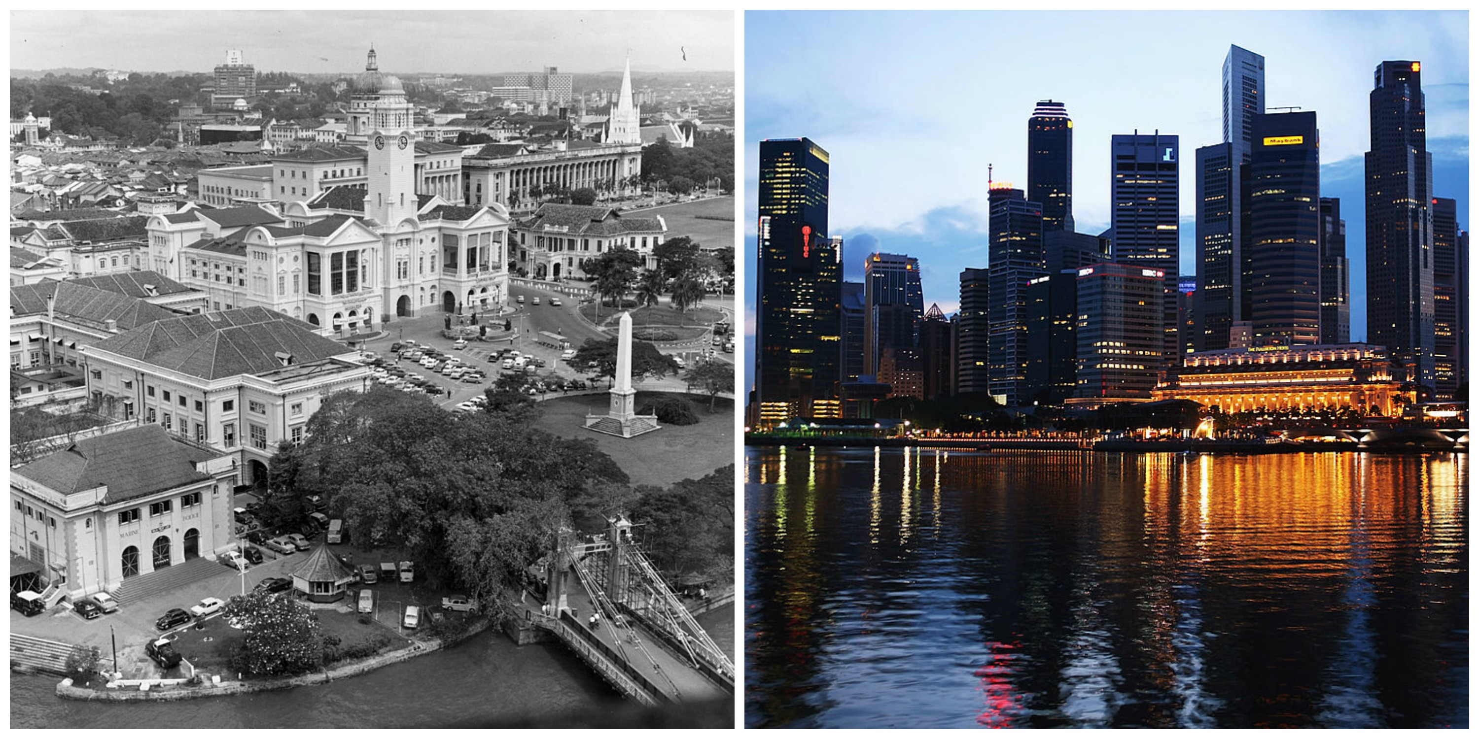 Сингапур през 1950 г. и сега
